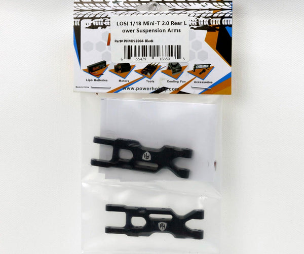 PowerHobby LOSI 1/18 Mini-T 2.0 Aluminum Rear Lower Suspension Arms Black