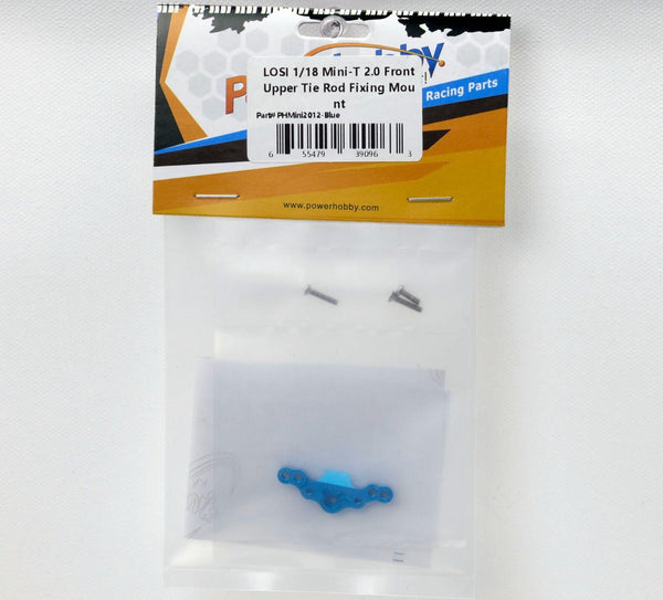 PowerHobby LOSI 1/18 Mini-T 2.0 Aluminum Front Upper Tie Rod Fixing Mount Blue