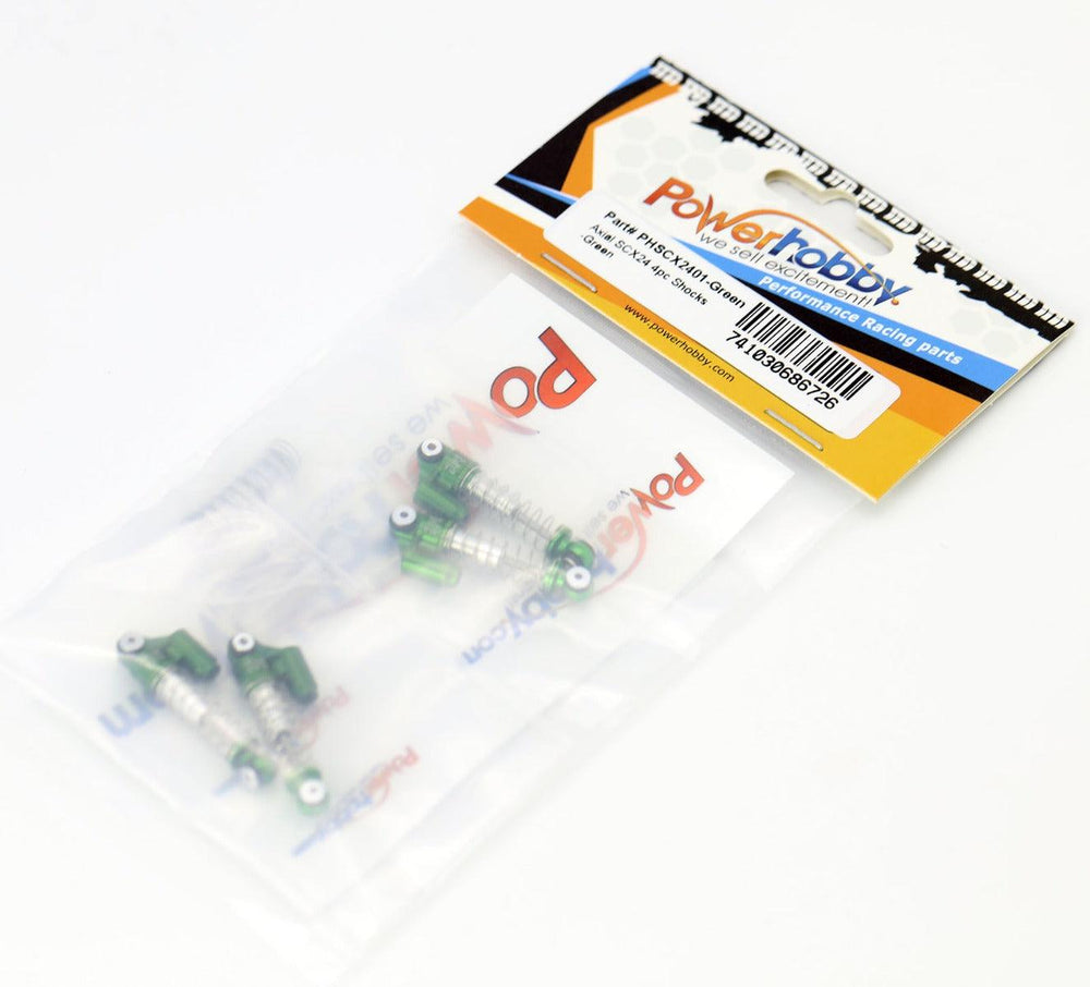 Powerhobby Axial SCX24 Aluminum Threaded Mini/Micro Shocks Front Rear GREEN