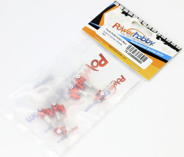 Powerhobby Axial SCX24 Aluminum Threaded Mini/Micro Shocks Front Rear RED