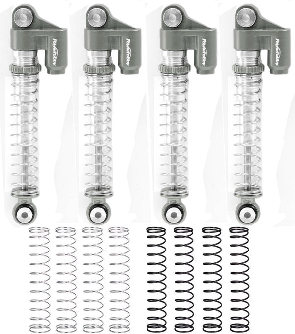 Powerhobby Axial SCX24 Aluminum Threaded Long Travel Shocks Micro Crawler Grey