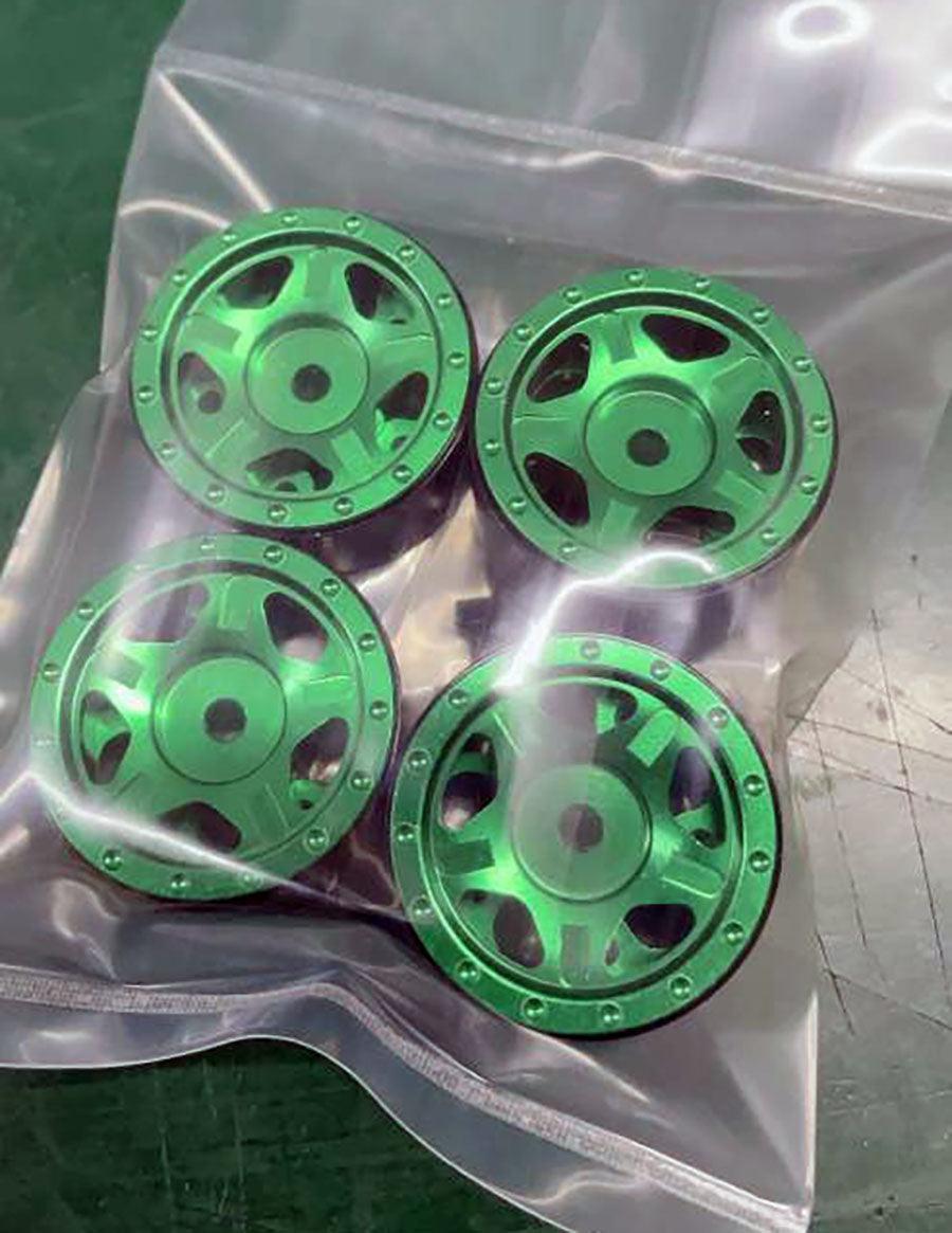 Powerhobby Axial SCX24 C10 Jeep Deadbolt Aluminum Beadlock Wheels Rims Green — 1.0 Wheels