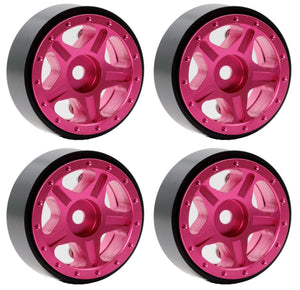Powerhobby Z2 1.0" Aluminum Beadlock Crawler Wheels Pink 1/24 Axial SCX24 C10