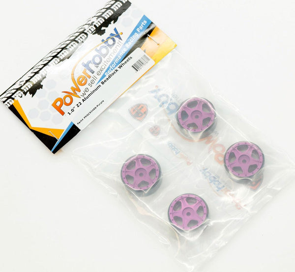 Powerhobby Z2 1.0" Aluminum Beadlock Crawler Wheels Purple 1/24 Axial SCX24 C10
