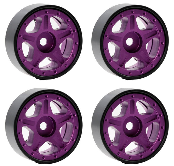 Powerhobby Z2 1.0" Aluminum Beadlock Crawler Wheels Purple 1/24 Axial SCX24 C10