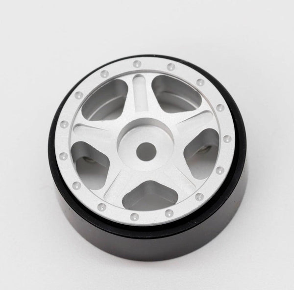 Powerhobby Z2 1.0" Aluminum Beadlock Crawler Wheels Silver 1/24 Axial SCX24 C10