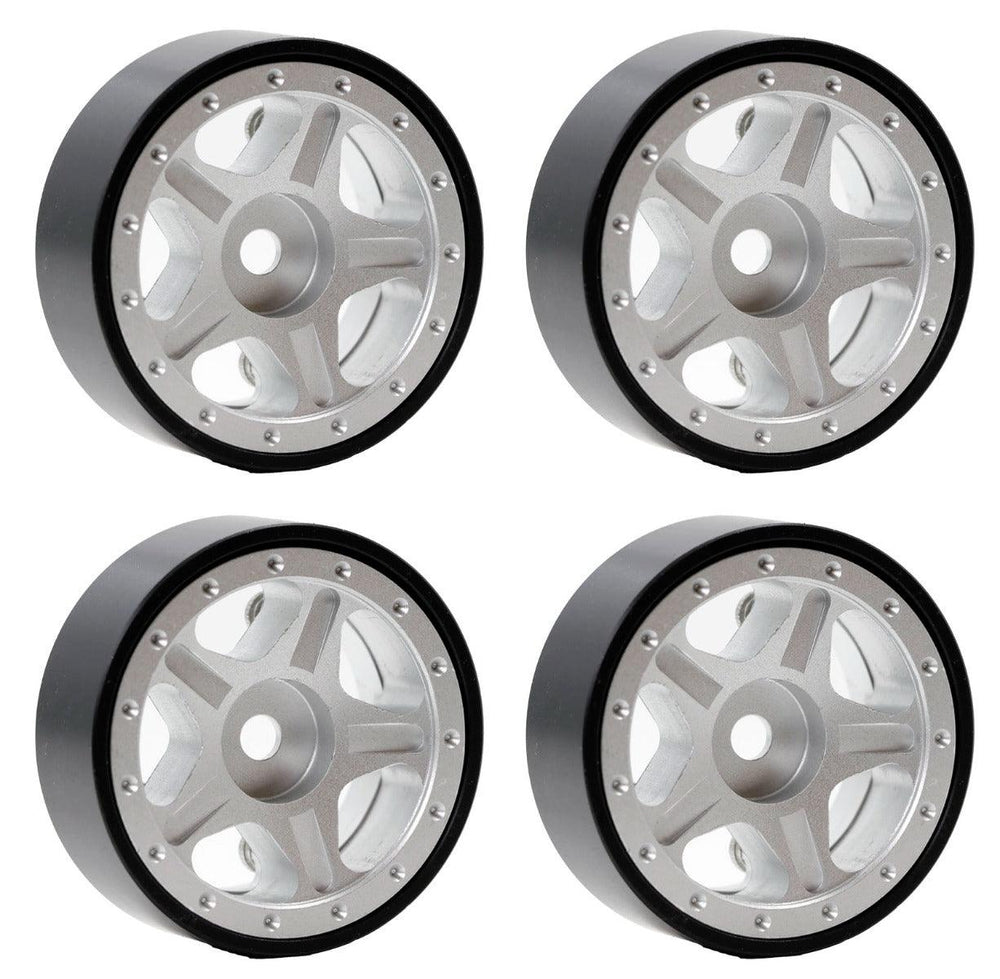 Powerhobby Z2 1.0" Aluminum Beadlock Crawler Wheels Silver 1/24 Axial SCX24 C10