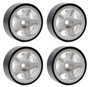 Powerhobby Z2 1.0" Aluminum Beadlock Crawler Wheels Silver 1/24 Axial SCX24 C10