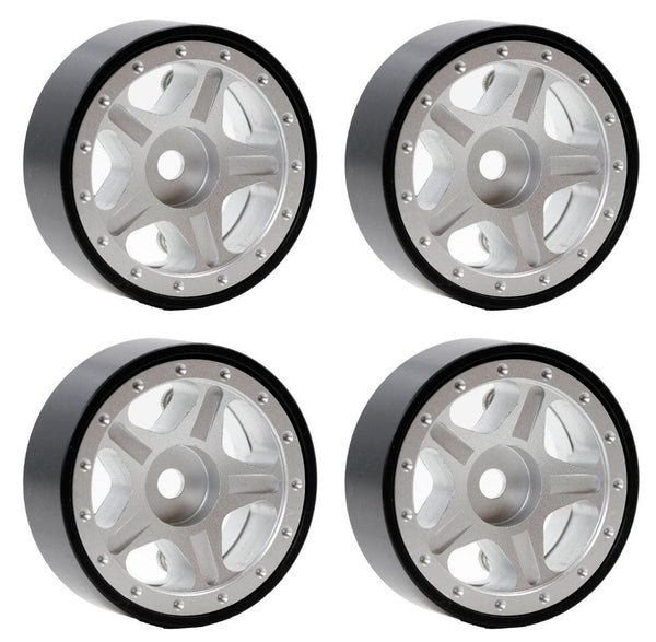 Powerhobby Z2 1.0" Aluminum Beadlock Crawler Wheels Silver 1/24 Axial SCX24 C10