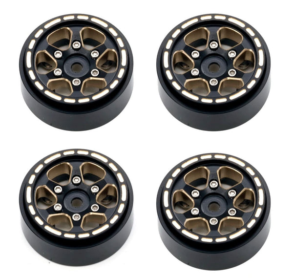 Powerhobby 1.0" Black Brass Beadlock Crawler Wheels 1/24 FOR Traxxas TRX-4M TRX4M
