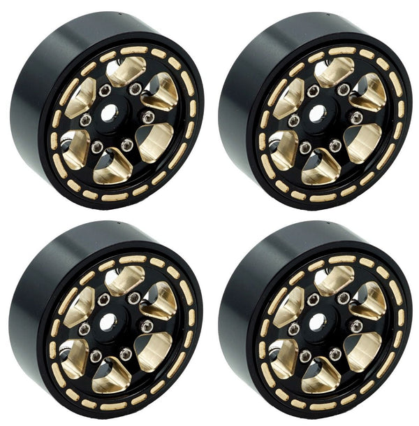 Powerhobby 1.0" Black Brass Beadlock Crawler Wheels 1/24 FOR Traxxas TRX-4M TRX4M