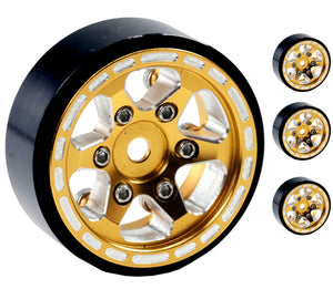 Powerhobby Axial SCX24 Jeep Bronco Aluminum Beadlock Crawler Wheels 1/24 Gold