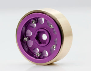 Powerhobby Z5 1.0" Aluminum Brass Ring Beadlock Crawler Wheels SCX24 Purple 1/24