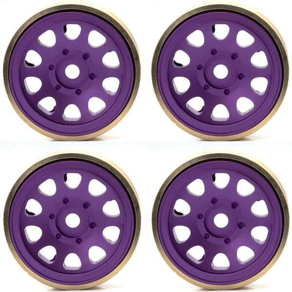 Powerhobby Z5 1.0" Aluminum Brass Ring Beadlock Crawler Wheels SCX24 Purple 1/24