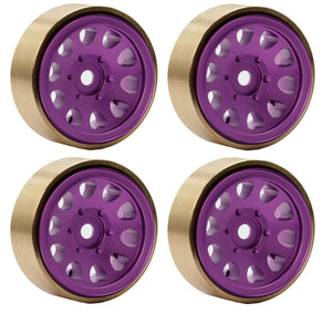Powerhobby Z5 1.0" Aluminum Brass Ring Beadlock Crawler Wheels SCX24 Purple 1/24