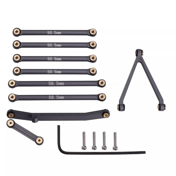 Powerhobby Aluminum Suspension Links Steering Rod Tie Set SCX24 C10 Jeep Gray