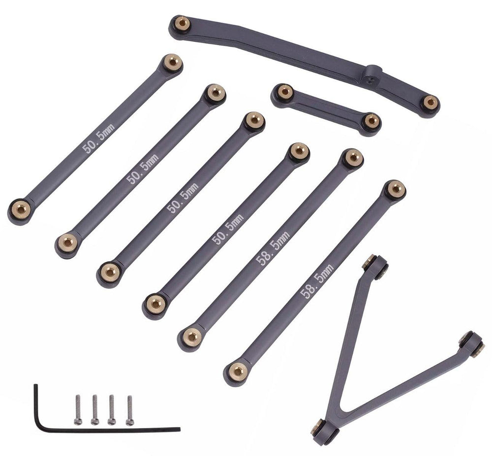 Powerhobby Aluminum Suspension Links Steering Rod Tie Set SCX24 C10 Jeep Gray