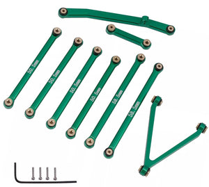 Powerhobby Aluminum Suspension Links Steering Rod Tie Set SCX24 C10 Jeep Green