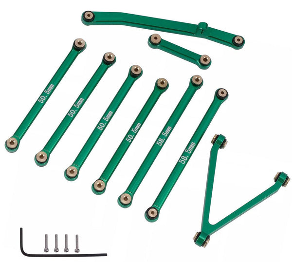 Powerhobby Aluminum Suspension Links Steering Rod Tie Set SCX24 C10 Jeep Green