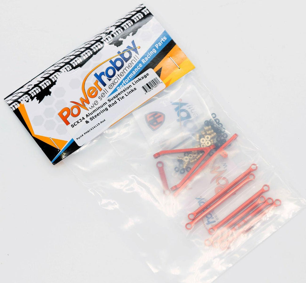 Powerhobby Aluminum Suspension Links Steering Rod Tie Set SCX24 C10 Jeep Red