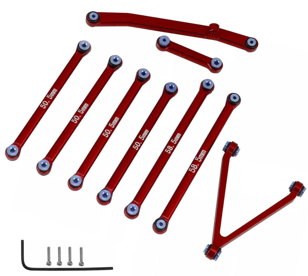 Powerhobby Aluminum Suspension Links Steering Rod Tie Set SCX24 C10 Jeep Red