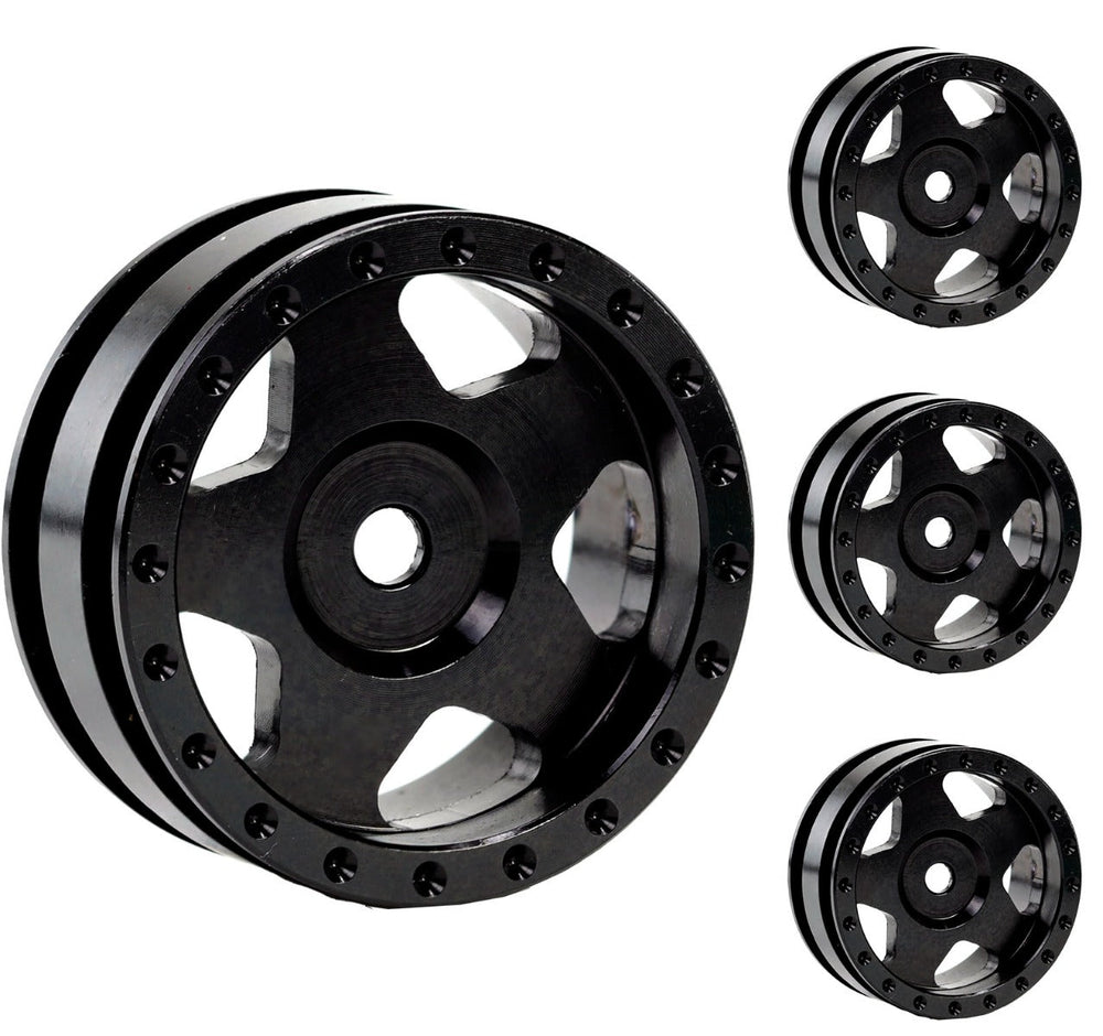 Powerhobby Z9 1.0" SCX24 Aluminum Wheels Bronco C10 Jeep 1/24 Black
