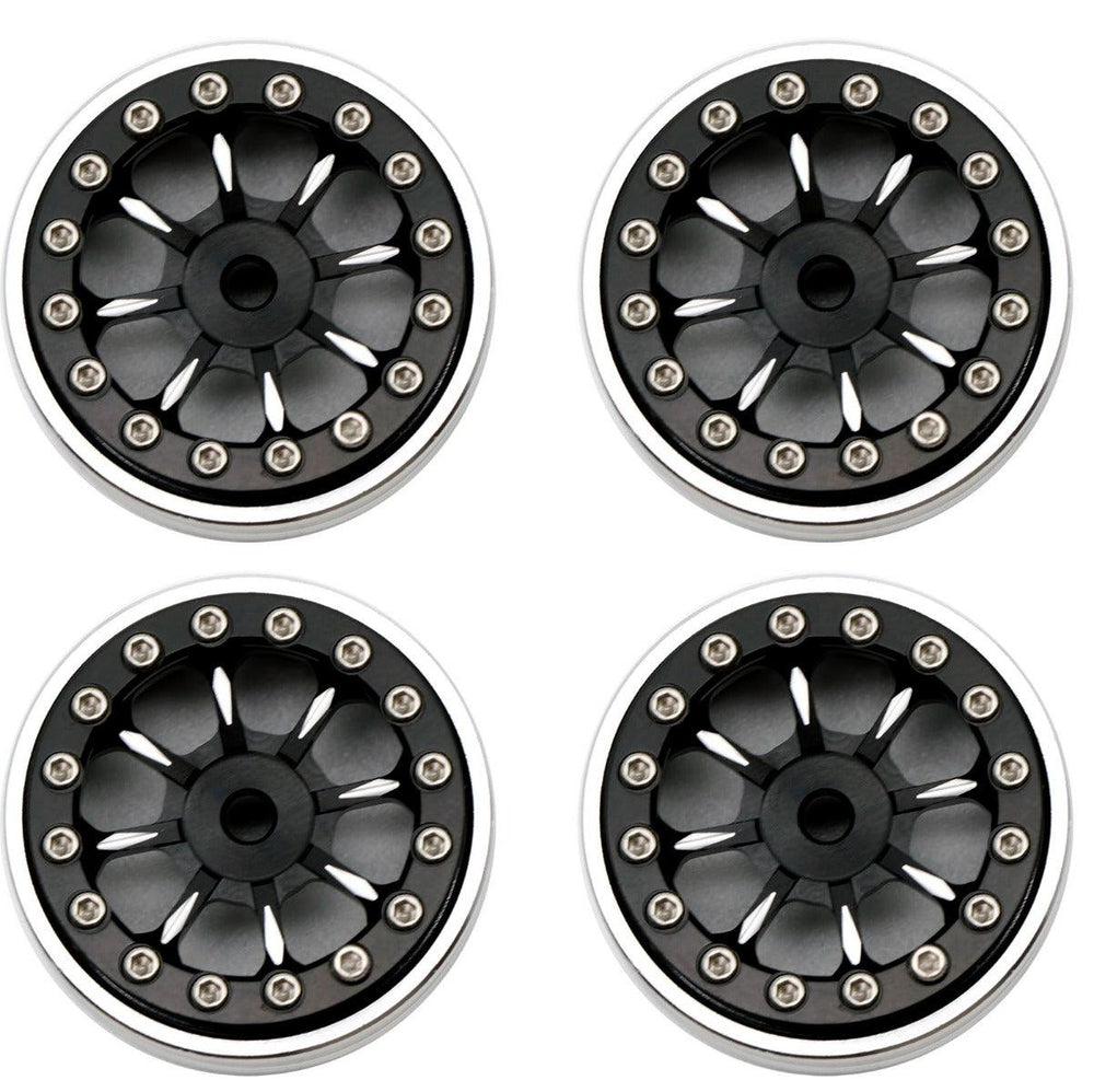 Powerhobby B59 Aluminum Beadlock 1.0” Rock Crawler Wheels Axial SCX24 Black
