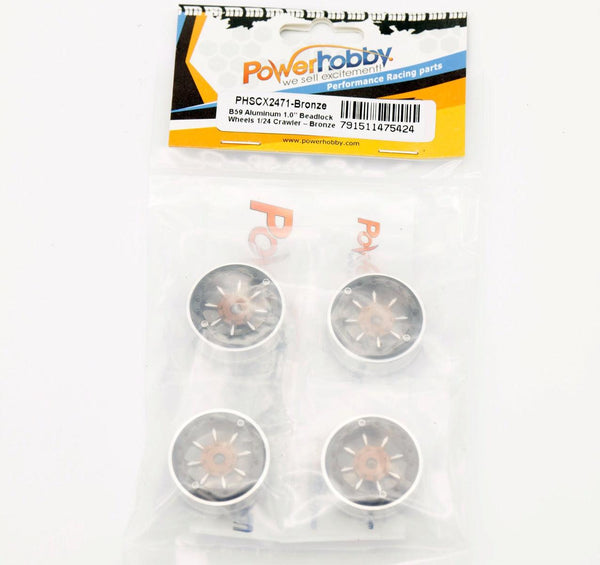 Powerhobby B59 Aluminum Beadlock 1.0” Rock Crawler Wheels Axial SCX24 - Bronze