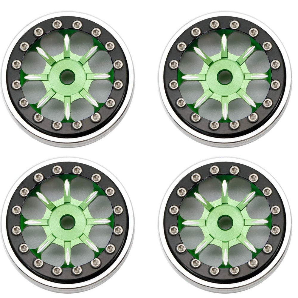 Powerhobby B59 Aluminum Beadlock 1.0” Rock Crawler Wheels Axial SCX24 - Green