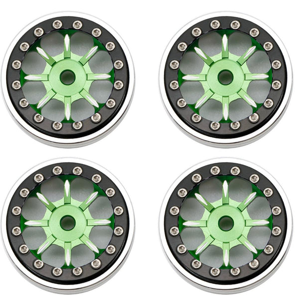 Powerhobby B59 Aluminum Beadlock 1.0” Rock Crawler Wheels Axial SCX24 - Green