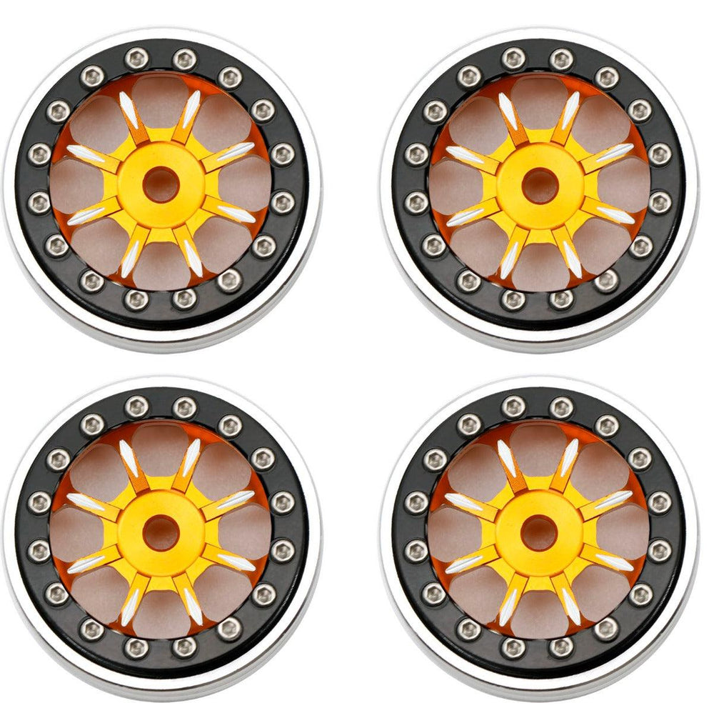 Powerhobby B59 Aluminum Beadlock 1.0” Rock Crawler Wheels Axial SCX24 - Orange