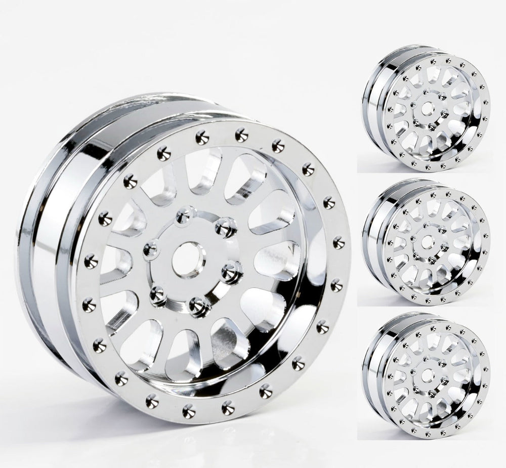 Powerhobby A24 Aluminum 1.0” Rock Crawler Wheels Axial SCX24 Chrome