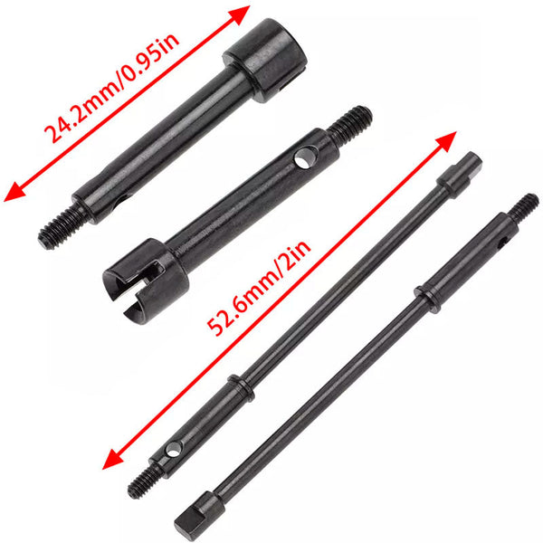 Powerhobby +4mm Wide Steel Drive shaft Axles for Axial SCX24 Jeep C10 Bronco Deadbolt