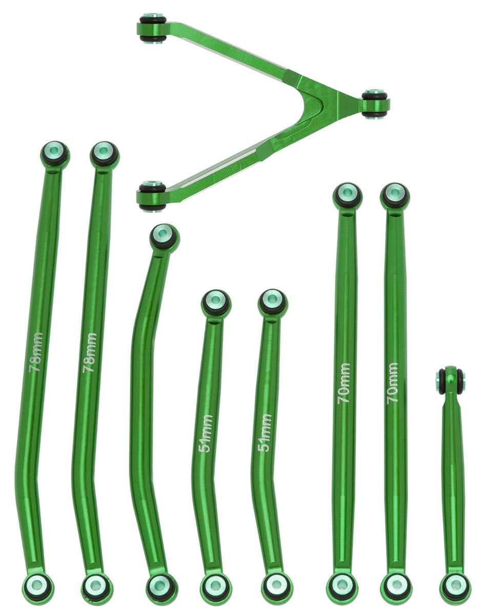 Powerhobby Aluminum SCX24 Betty Deadbolt High Clearance Chassis Links Set Green