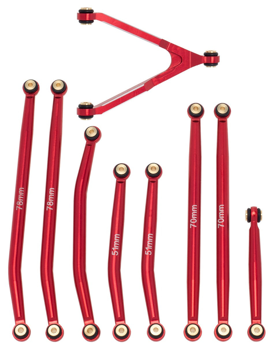 Powerhobby Aluminum SCX24 Betty Deadbolt High Clearance Chassis Links Set Red