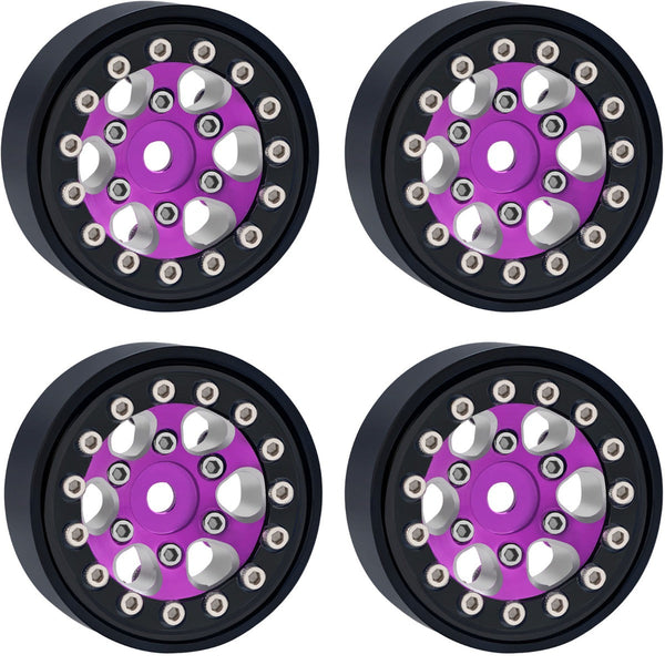PowerHobby 1.0" 1/24 Axial SCX24 Jeep Bronco Aluminum Beadlock Wheels Purple