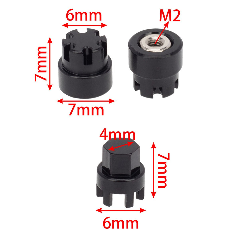 Powerhobby Aluminum M2 Wheel Nuts Cap for 1/24 Axial SCX24 Jeep C10 Bronco Black