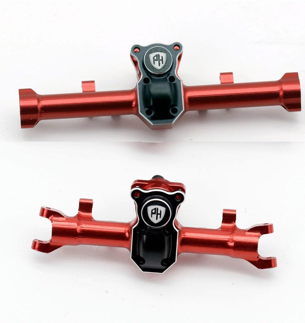 Powerhobby Axial SCX24 Jeep Deadbolt C10 Aluminum Front Rear Axle Housing Red