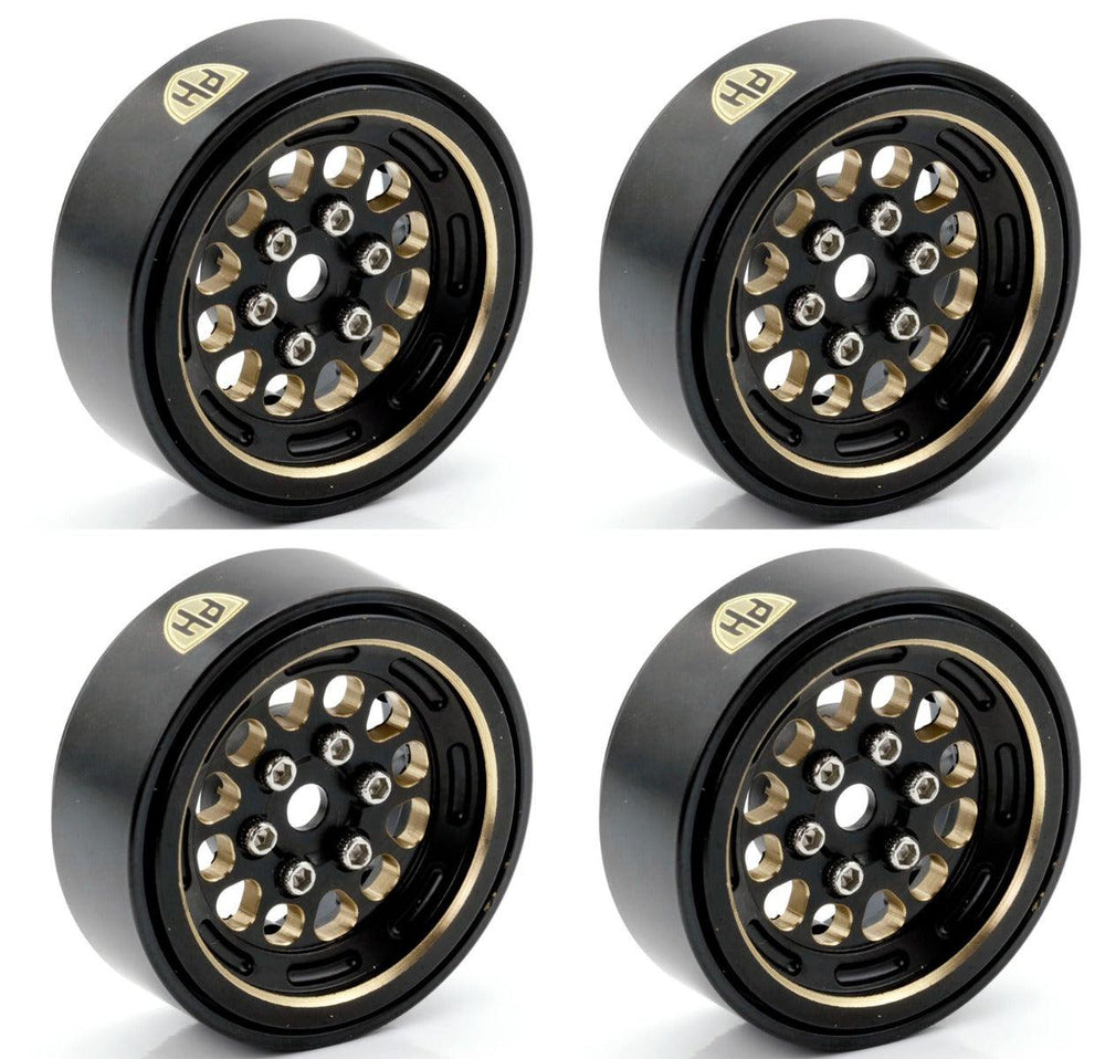 Powerhobby Axial SCX24 1.0" Black Brass Beadlock Crawler Wheels 1/24