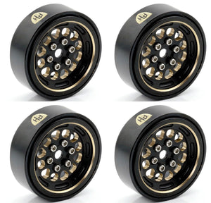 Powerhobby Axial SCX24 1.0" Black Brass Beadlock Crawler Wheels 1/24
