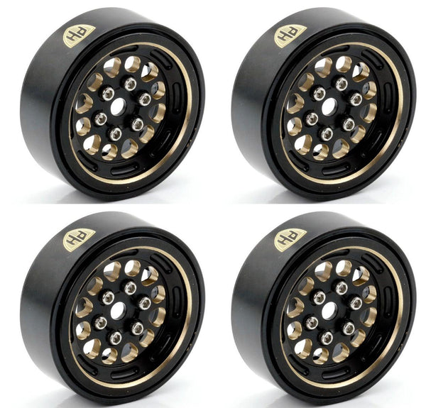 Powerhobby Axial SCX24 1.0" Black Brass Beadlock Crawler Wheels 1/24