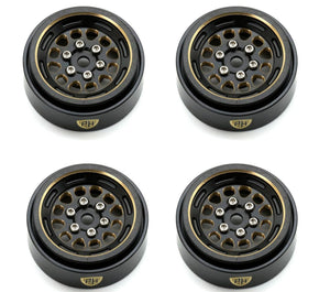 Powerhobby Axial SCX24 1.0" Black Brass Beadlock Crawler Wheels 1/24