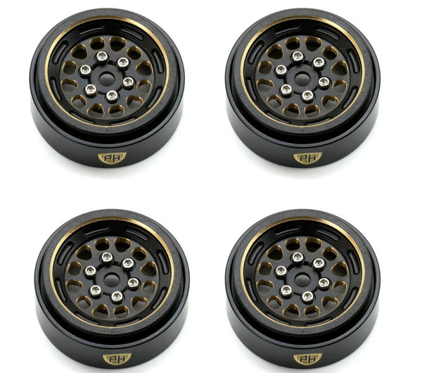 Powerhobby Axial SCX24 1.0" Black Brass Beadlock Crawler Wheels 1/24