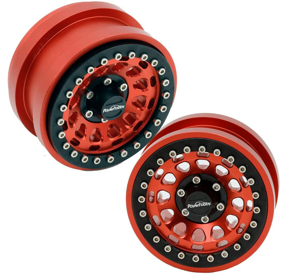 Powerhobby Axial SCX6 2.9” Aluminum Beadlock Wheels Rims Red (4)