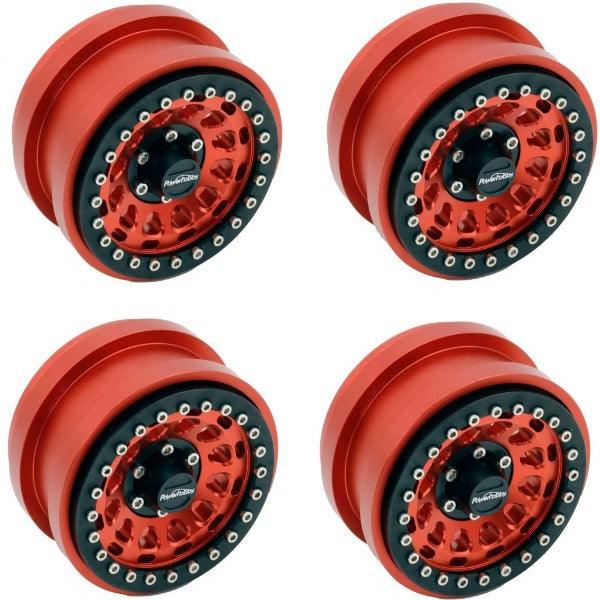 Powerhobby Axial SCX6 2.9” Aluminum Beadlock Wheels Rims Red (4)