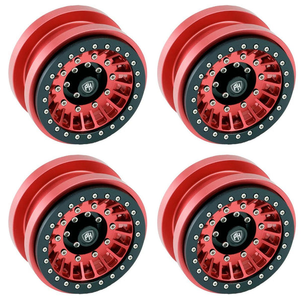 Powerhobby Z1 Axial SCX6 2.9” CNC Aluminum Beadlock Wheels Red 4pcs