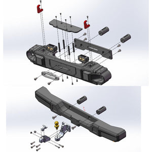 Powerhobby Axial SCX6 Jeep CNC Aluminum Front & Rear Bumpers with Lights