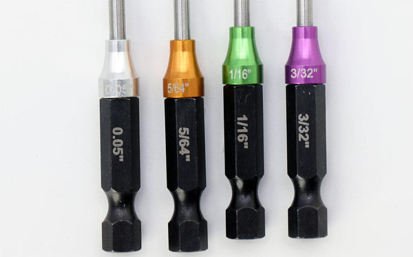 Powerhobby RC Hex Driver 1/4" Power Tool Tip Set Standard 0.05'' 1/16'' 5/64'' 3/32''