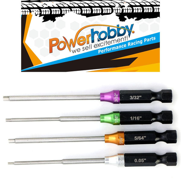 Powerhobby RC Hex Driver 1/4" Power Tool Tip Set Standard 0.05'' 1/16'' 5/64'' 3/32''