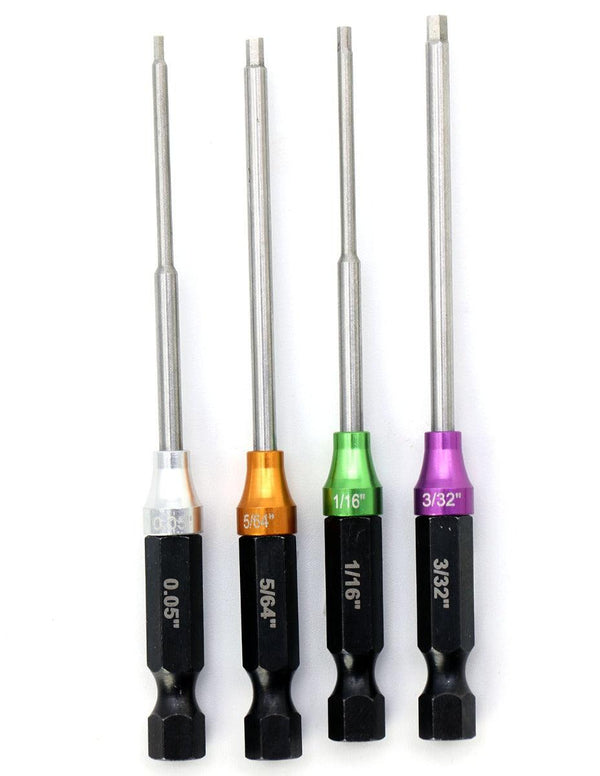 Powerhobby RC Hex Driver 1/4" Power Tool Tip Set Standard 0.05'' 1/16'' 5/64'' 3/32''